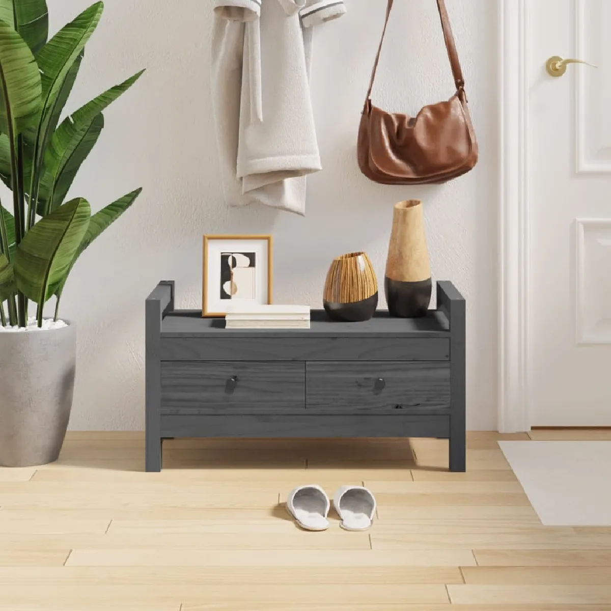 Vidaxl Gris Banc D'entrée Bois Pin