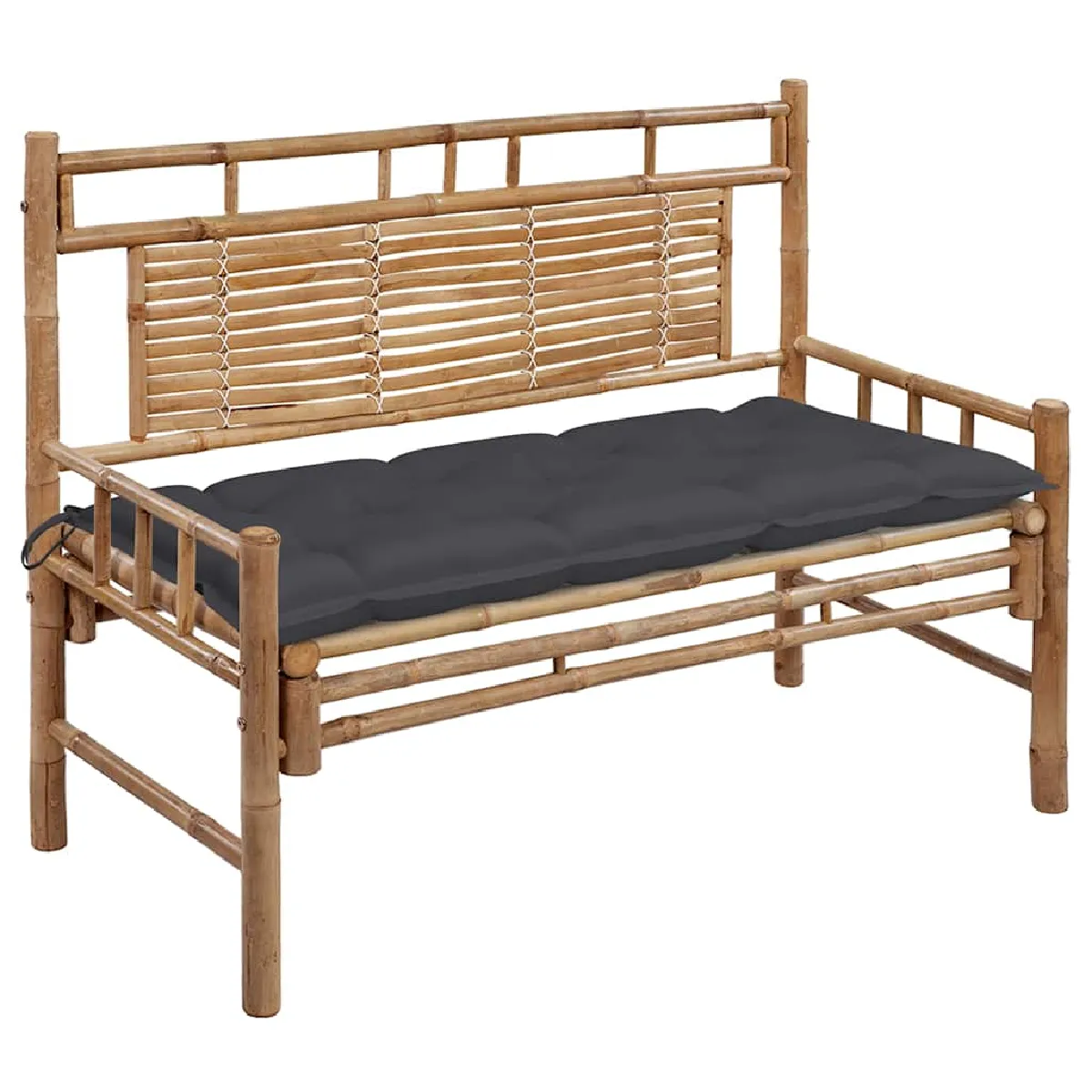 Non Communiqué Banc De Jardin Avec Coussin 120 Cm Bambou - Image 3