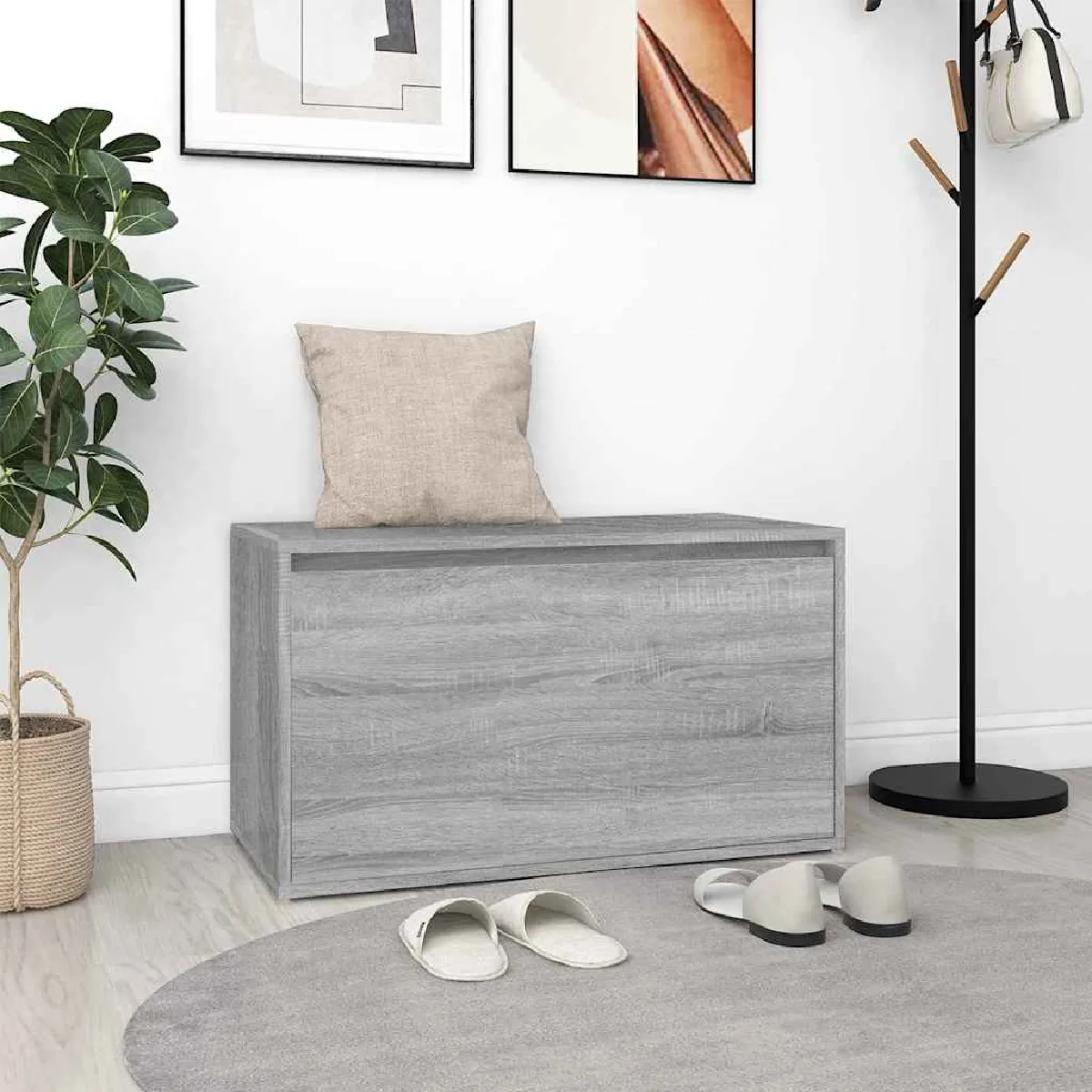 VIDAXL - Banc d'entrée - 80x40x45 cm - Gris - Image 3