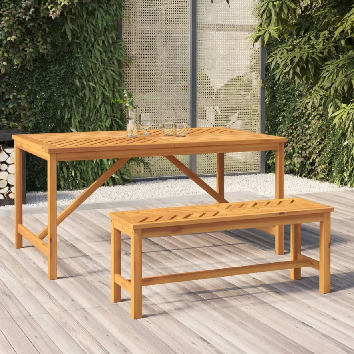 vidaXL Banc de jardin Bois d'acacia 110 cm - vue 1