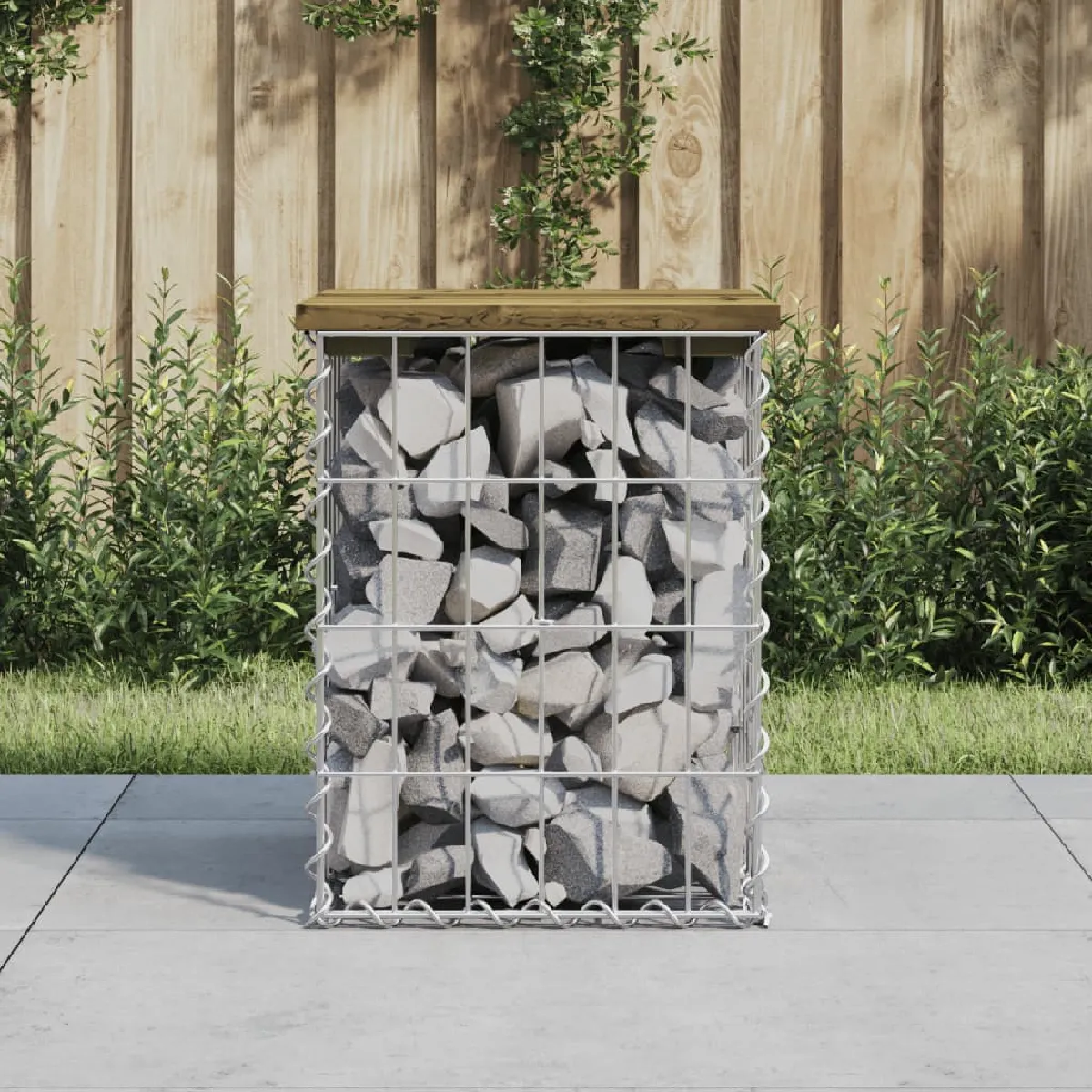 vidaXL Banc design gabion 33x31x42 cm Pin imprégné - vue 2