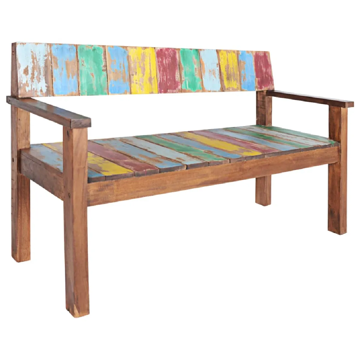 Banc de salle à manger VIDAXL 115 cm en bois de récupération massif finition vintage - Image 3