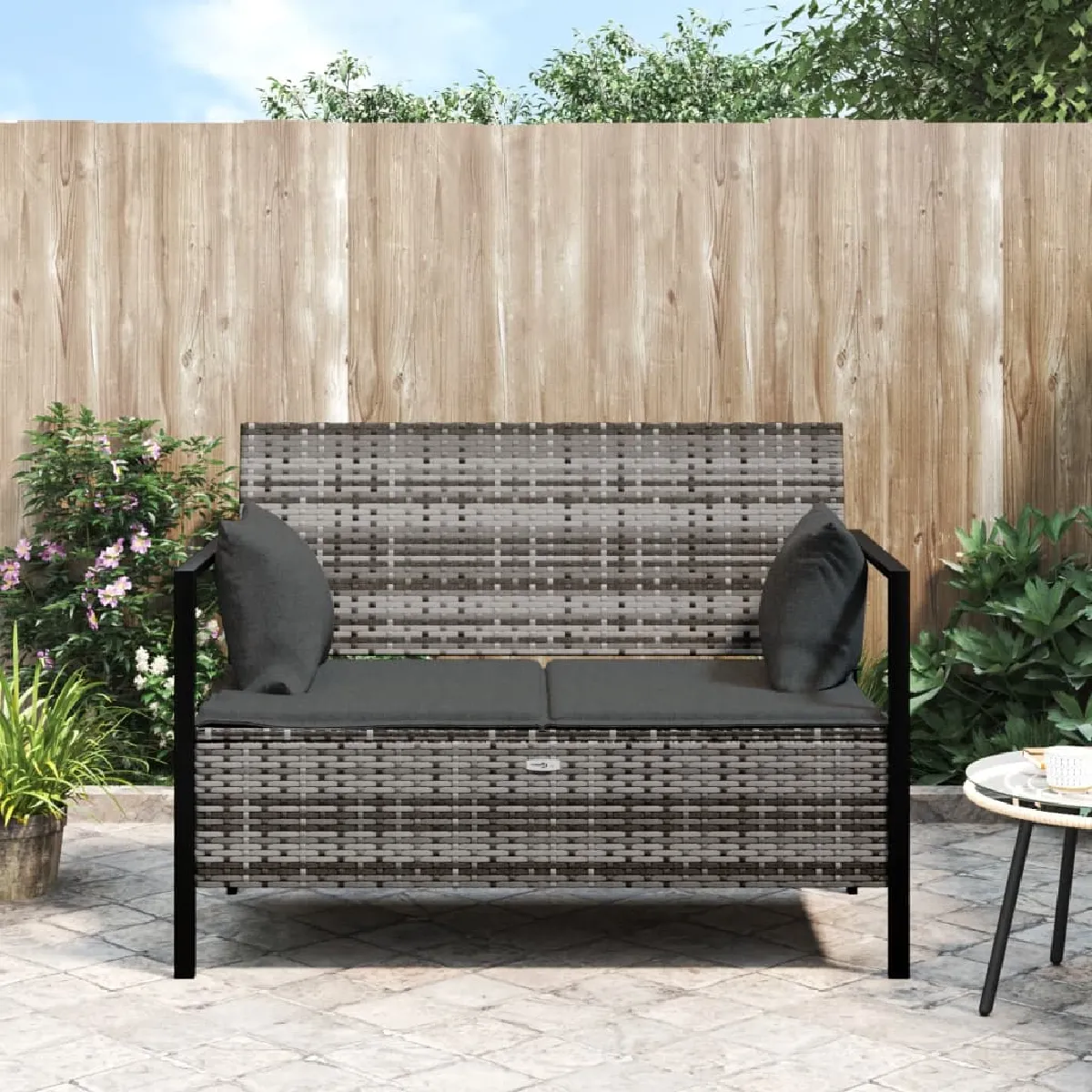 Vidaxl Gris Banc Résine 2 Places
