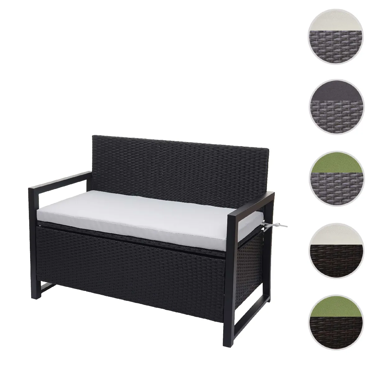 Mendler Banc de jardin polyrotin coffre 2 places