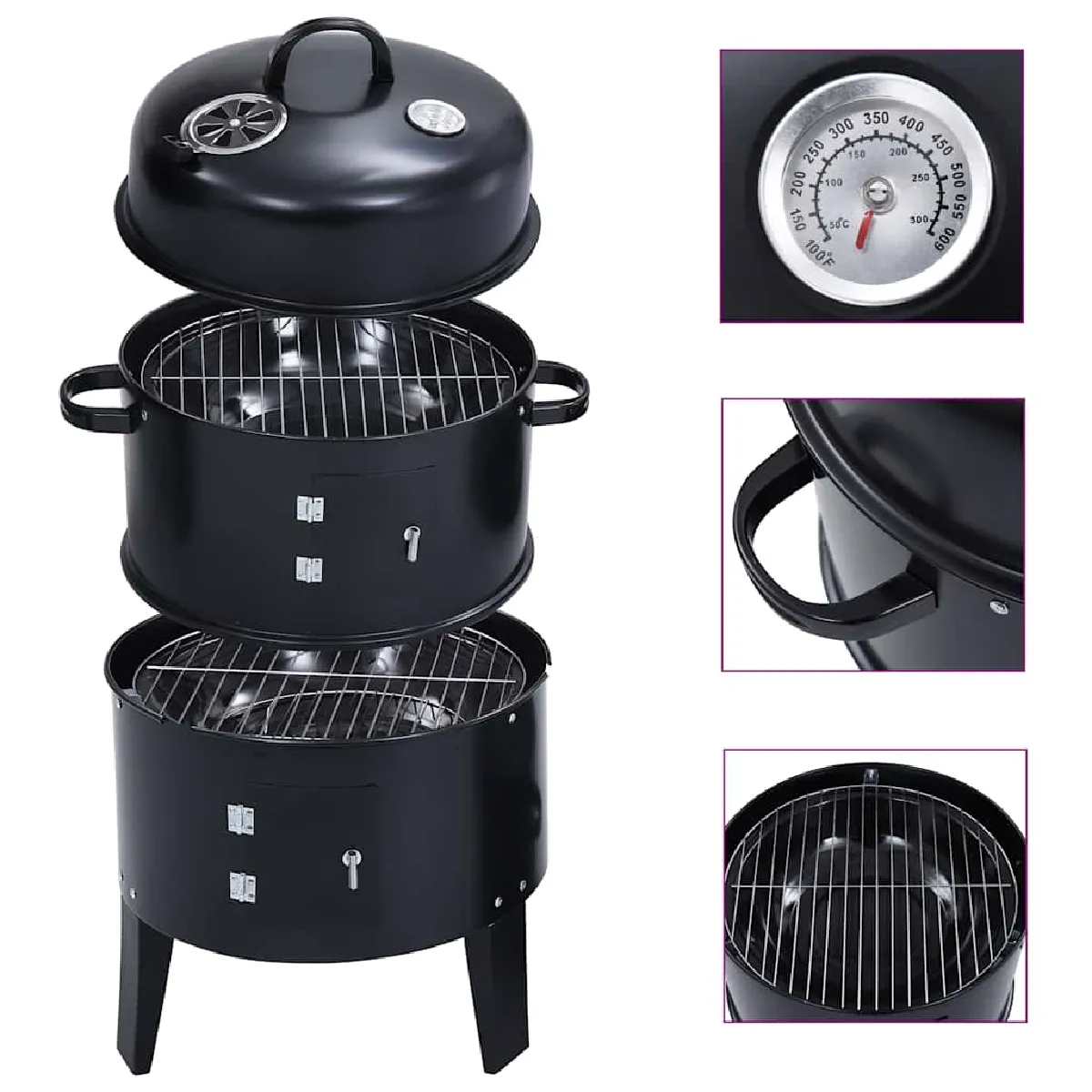 vidaXL Gril barbecue 3 en 1