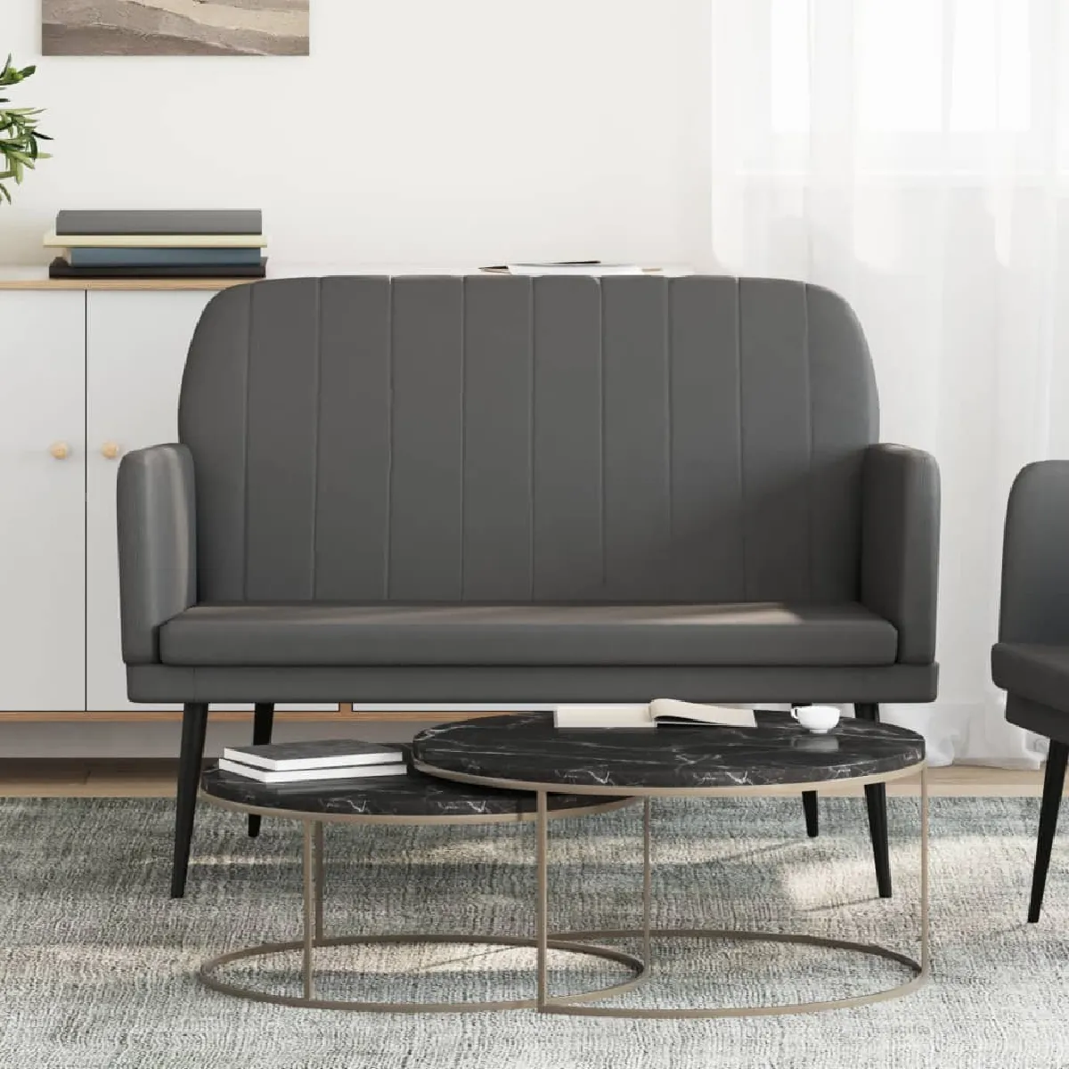 vidaXL - Banc - Similicuir - Gris - 107x80x81 cm - Image 2