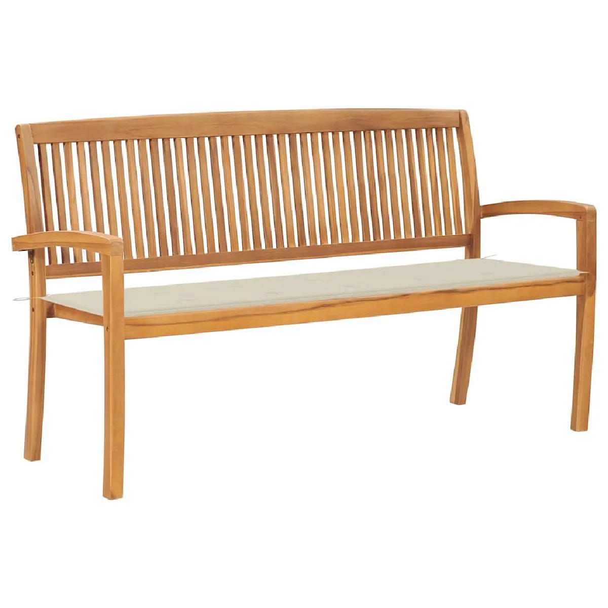 Non Communiqué Marron Vidaxl Banc De Jardin Empilable Et Coussin 159 Cm Bois De Teck Massif - Image 3