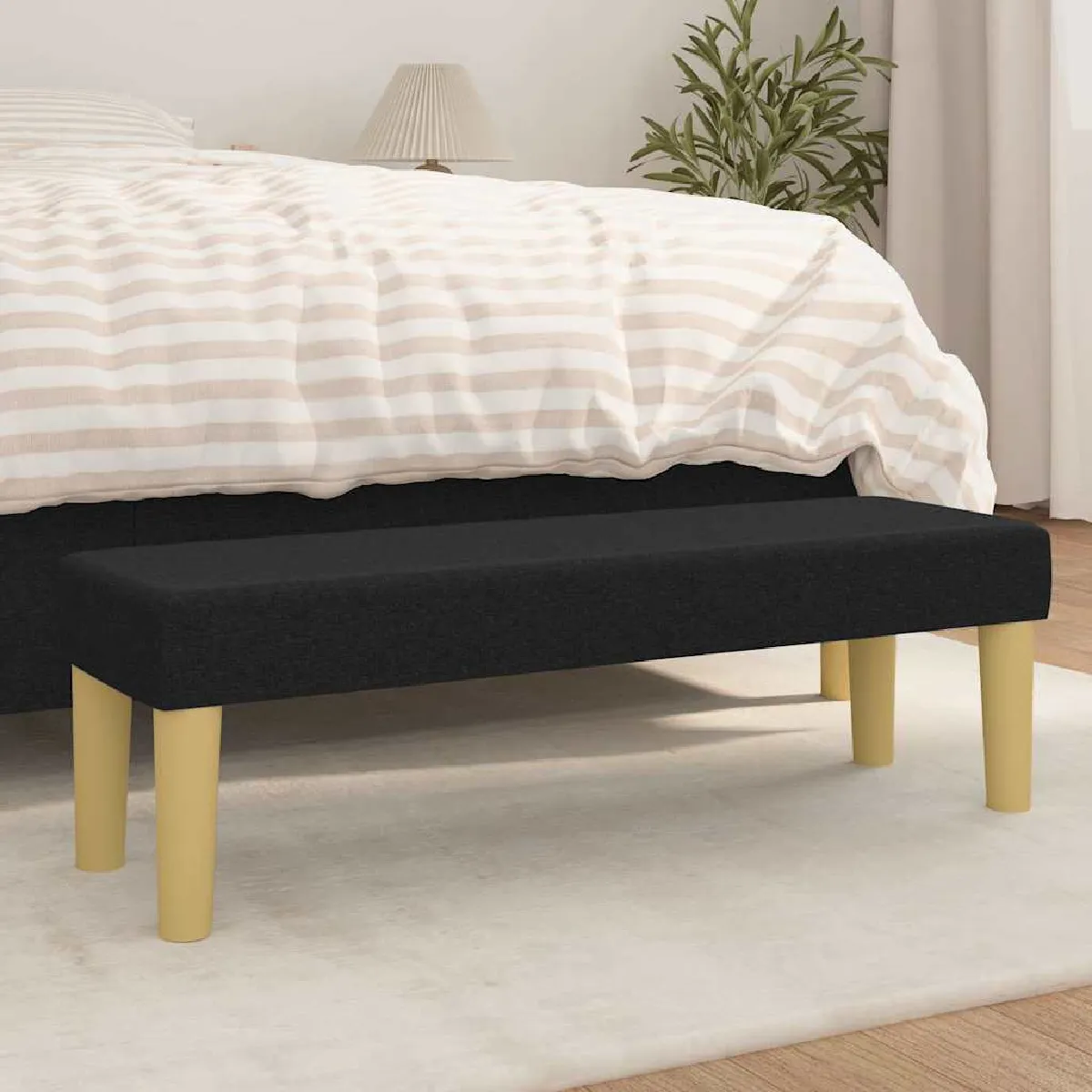 Vidaxl Noir Banc 100X30x30 Cm Tissu346654 - Image 3