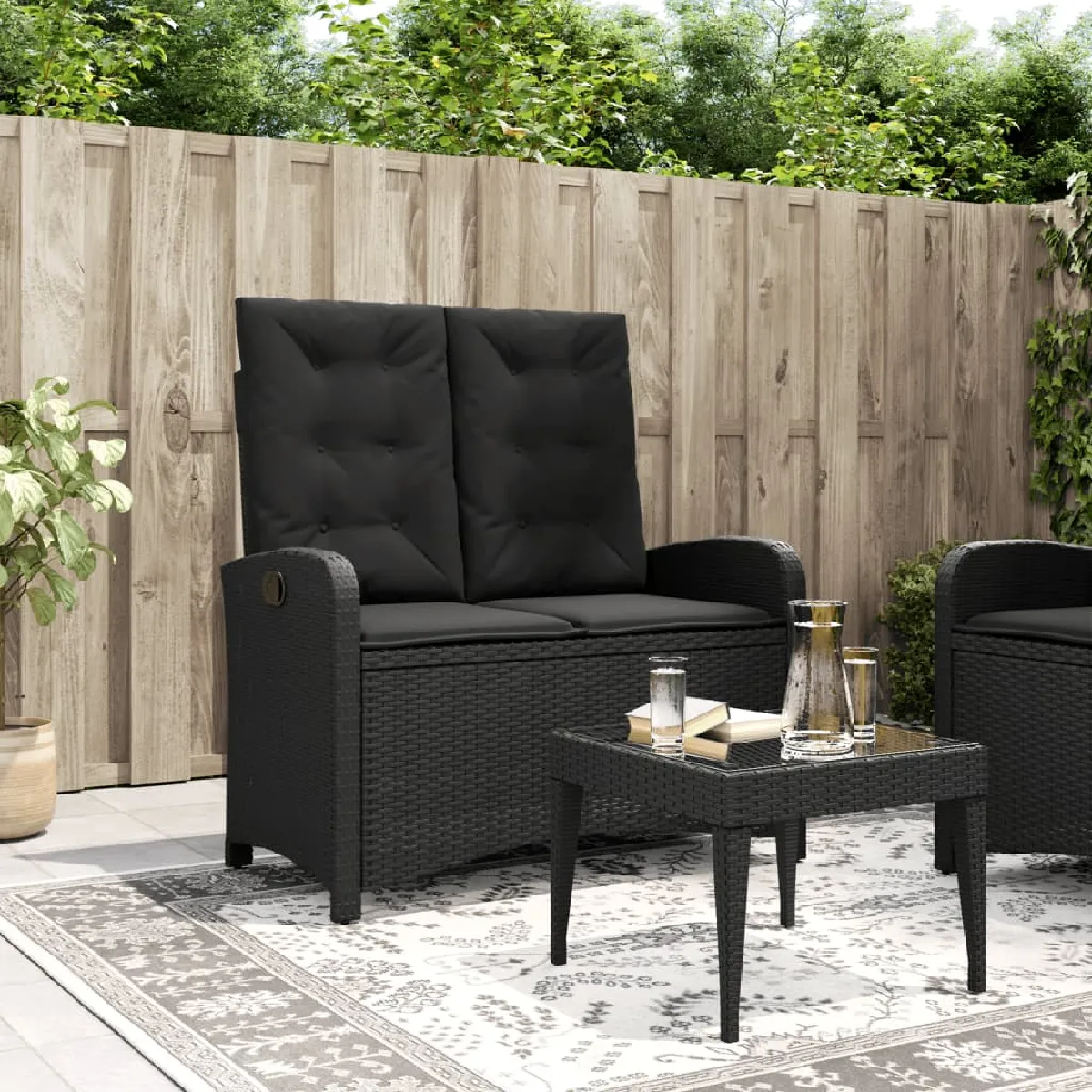 VIDAXL Banc inclinable de jardin Résine tressée