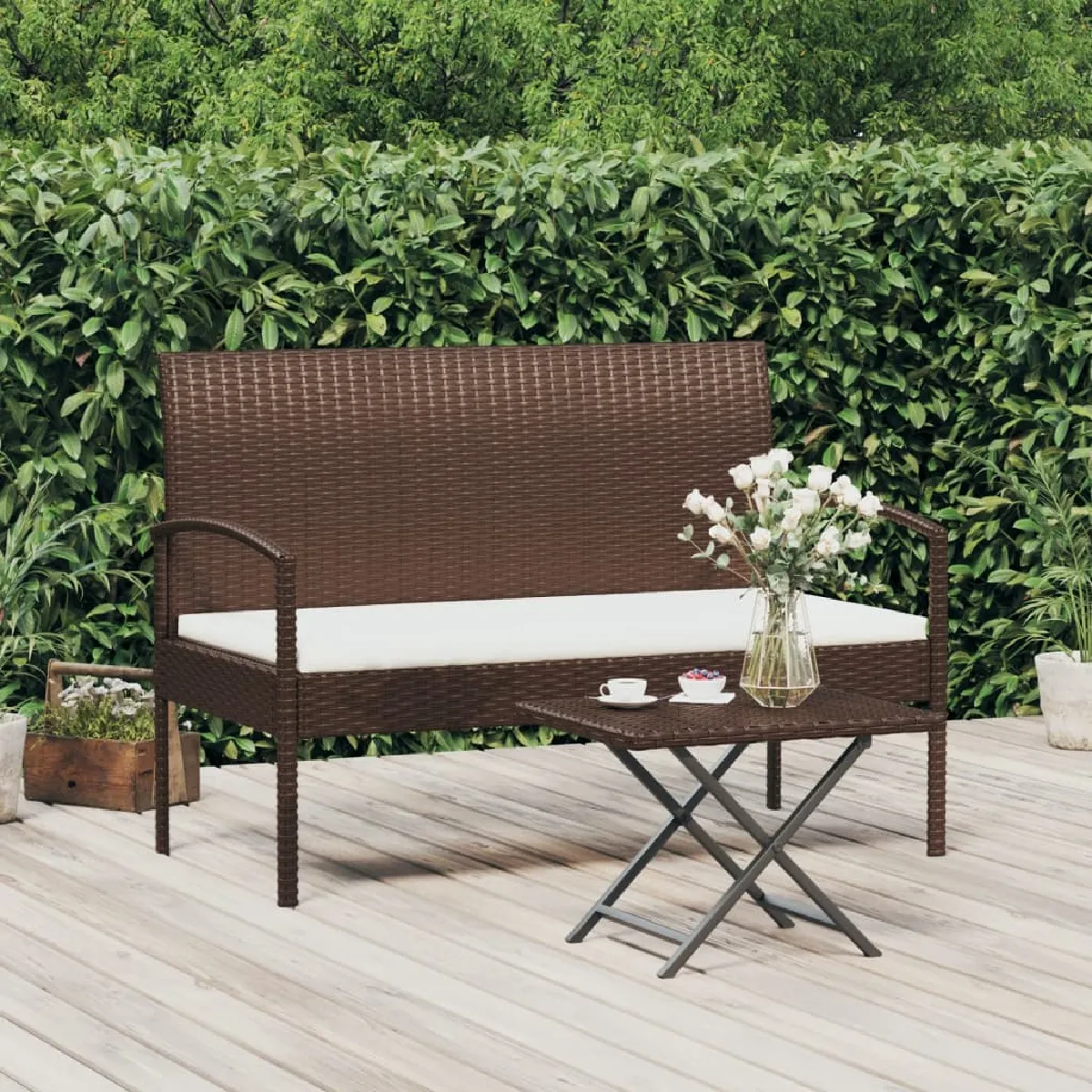vidaXL Banc de jardin 105 cm Résine tressée - vue 2