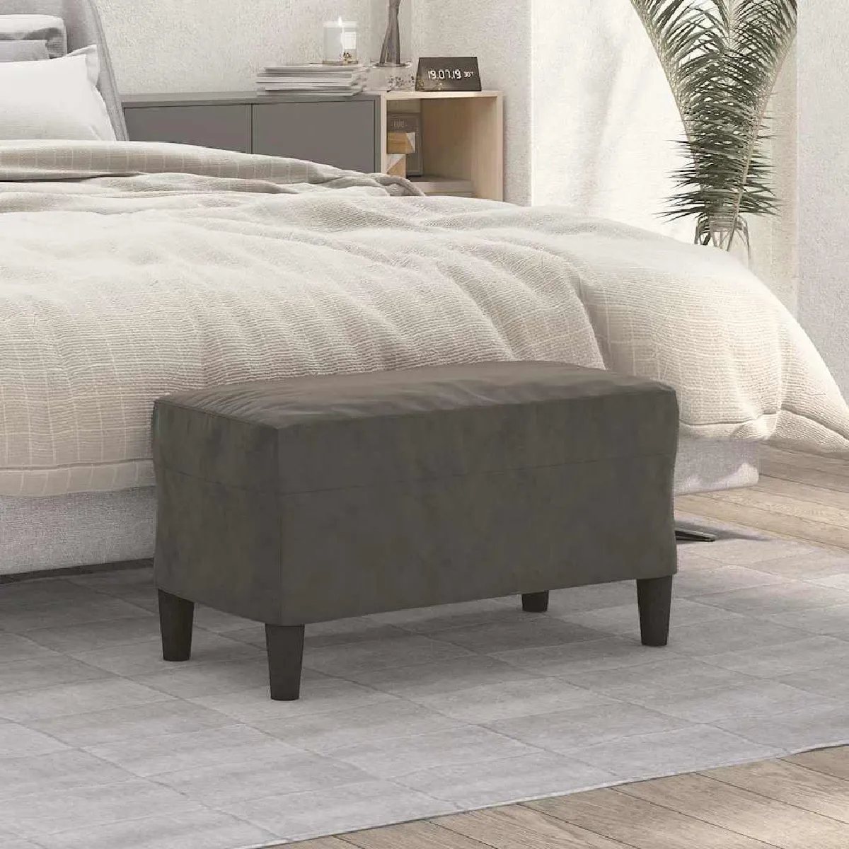 Non Communiqué Gris Foncé Vidaxl Bankje 70X35x41 Cm Fluweel Donkergrijs349398 - Image 3