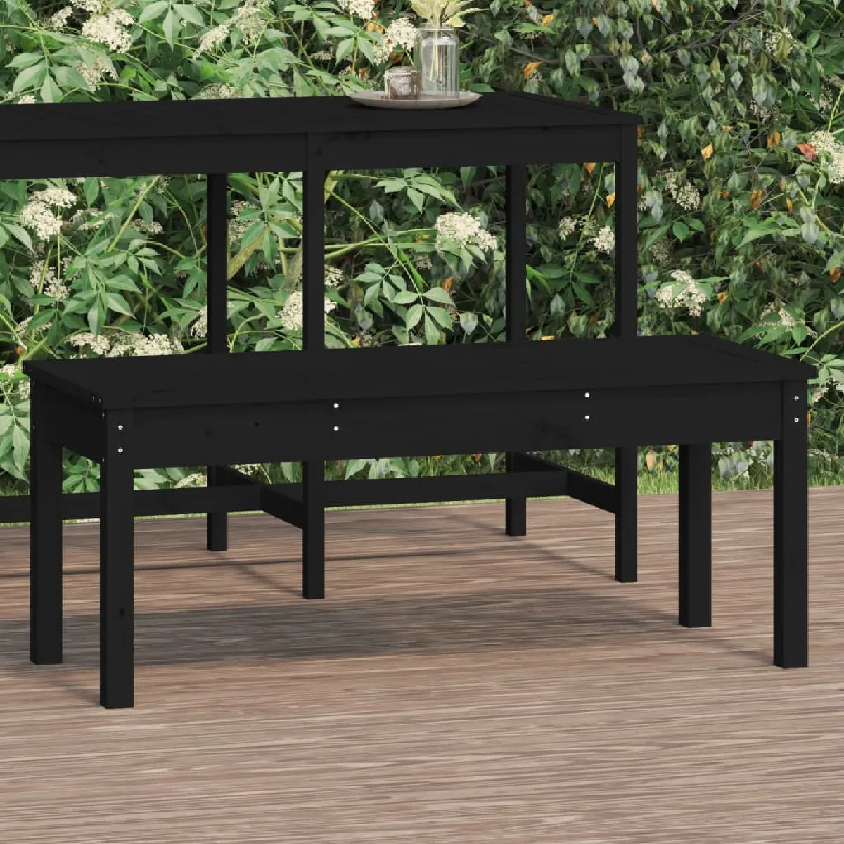 Vidaxl Banc de jardin noir 109x44x45 cm bois massif de pin 824008