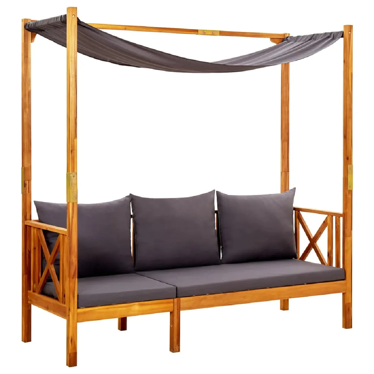 vidaXL Banc de jardin avec auvent Bois d'acacia solide - vue 3