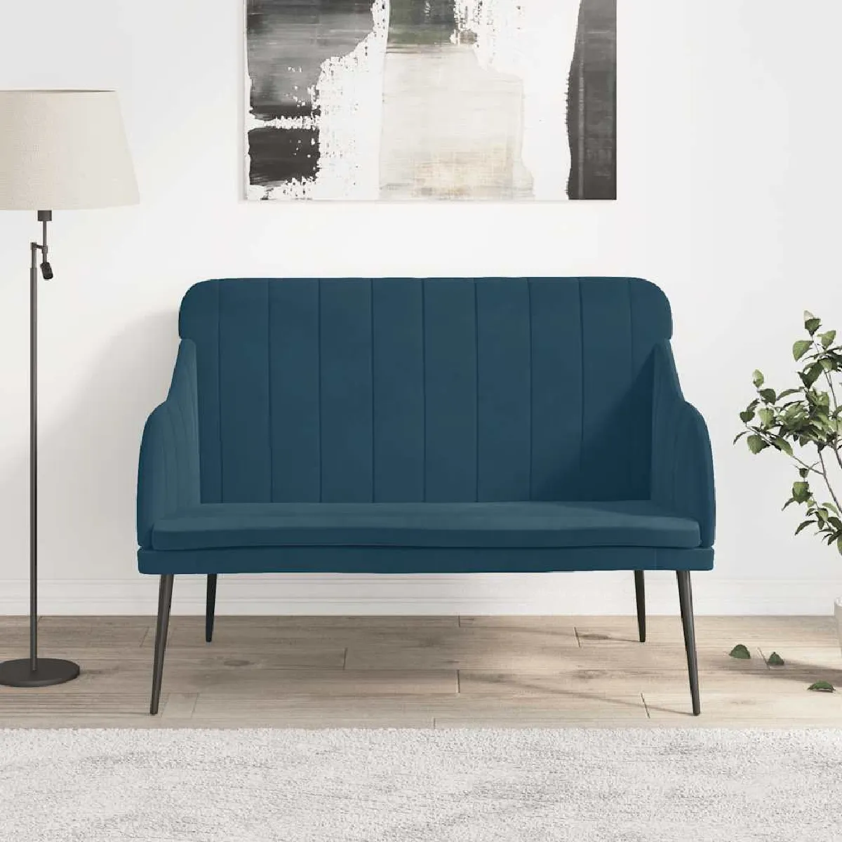 Non Communiqué Bleu Vidaxl Banc 110X76x80 Cm Velours - Image 3