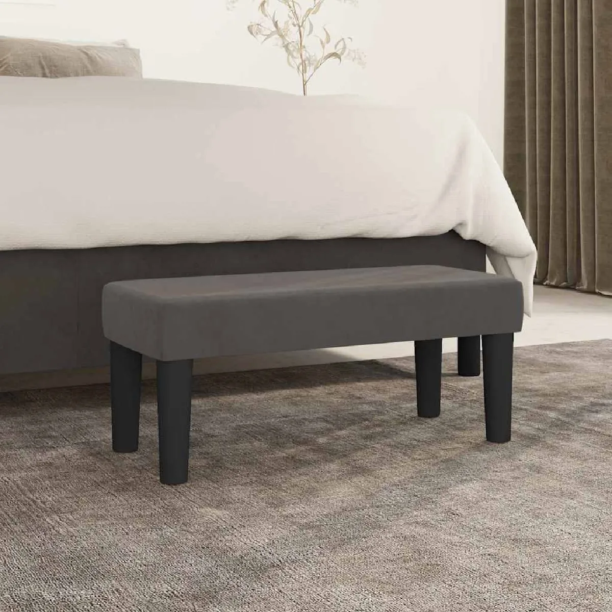 VIDAXL - Banc - Velours - Gris foncé - 70x30x30 cm - Image 3