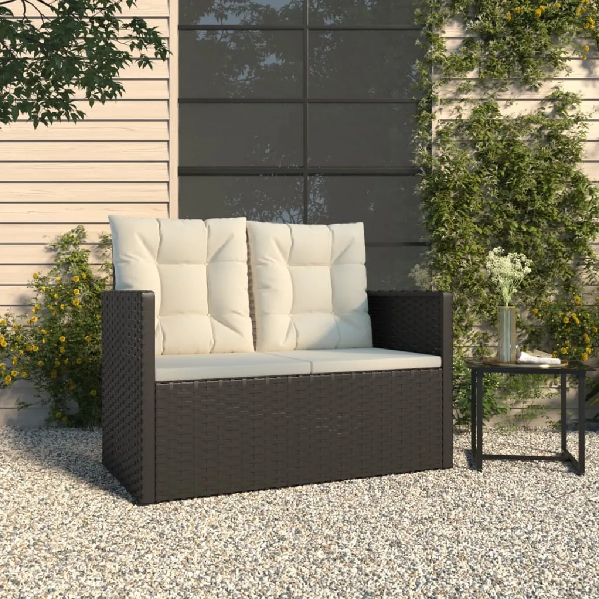VIDAXL - Banc de Jardin - Résine Tressée - 105 cm - Noir - Image 2