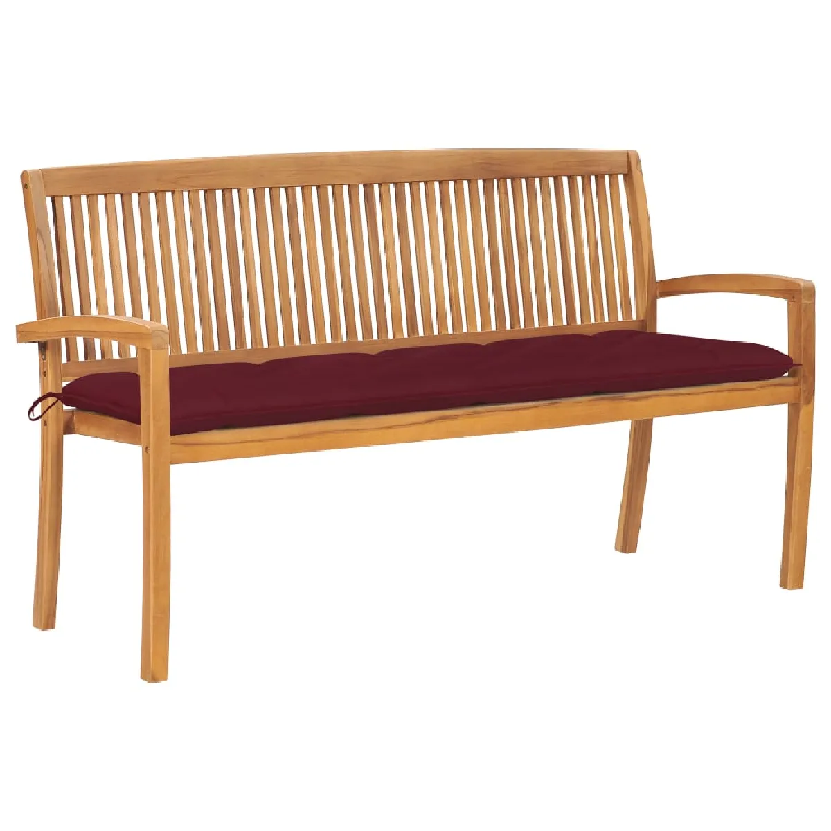 VIDAXL Banc empilable avec coussin 159 cm Bois de teck - vue 1