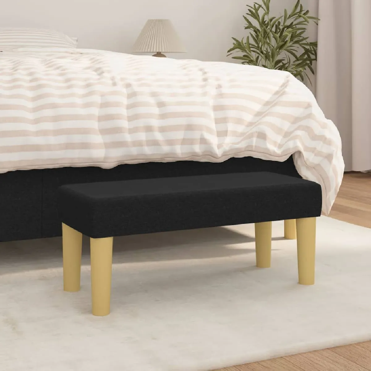 Vidaxl Noir Banc 70X30x30 Cm Tissu
