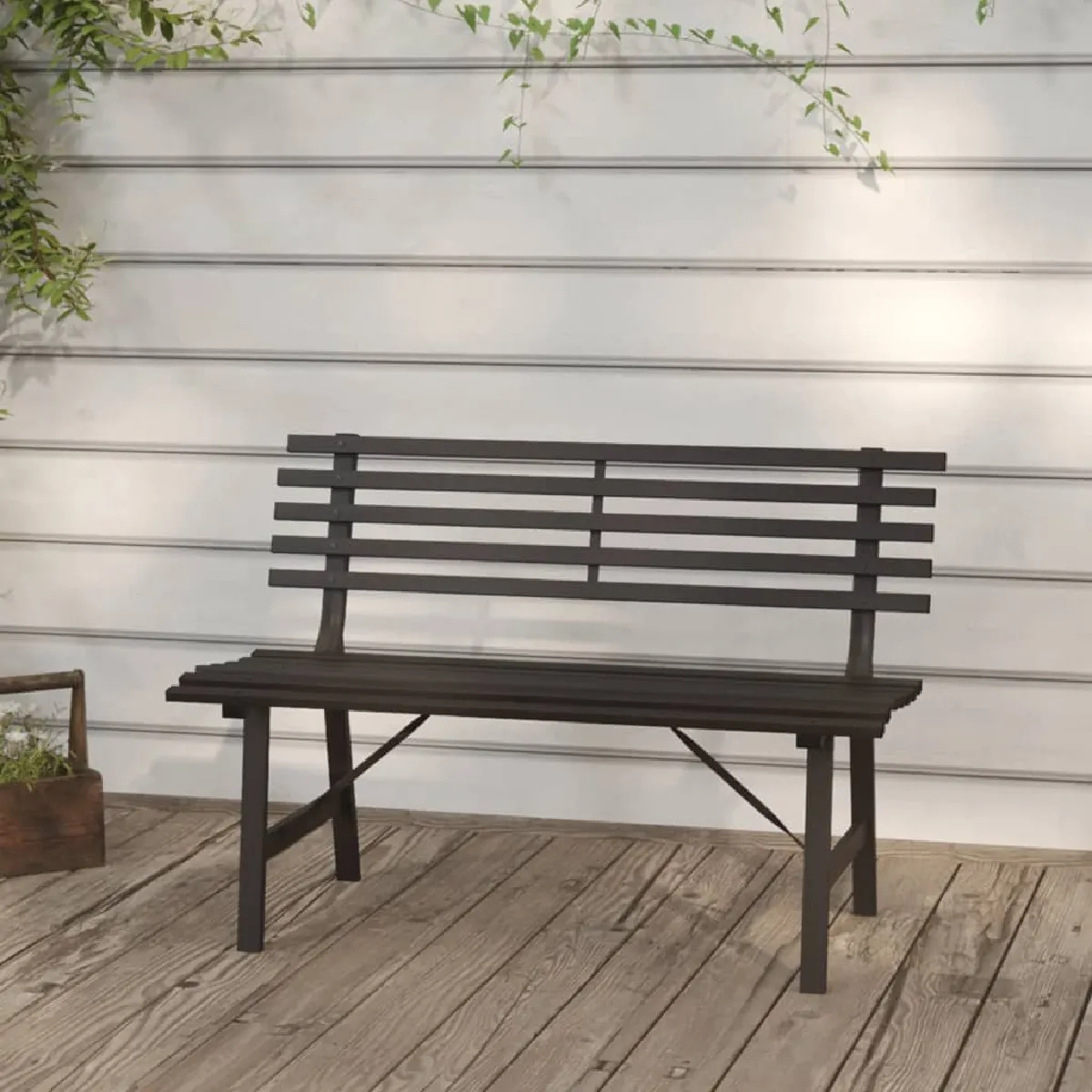 Vidaxl Noir Banc De Jardin 110 Cm Acier - Image 2