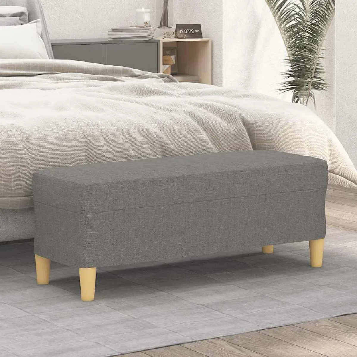 VIDAXL - Banc - Tissu - Gris foncé - 100x35x41 cm - Image 2