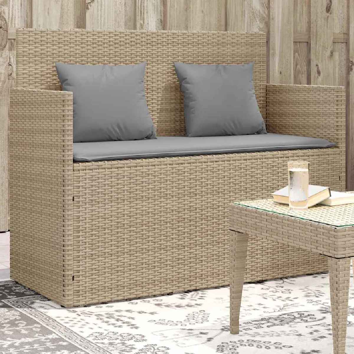 VIDAXL Banc de jardin Résine Tressée - vue 5