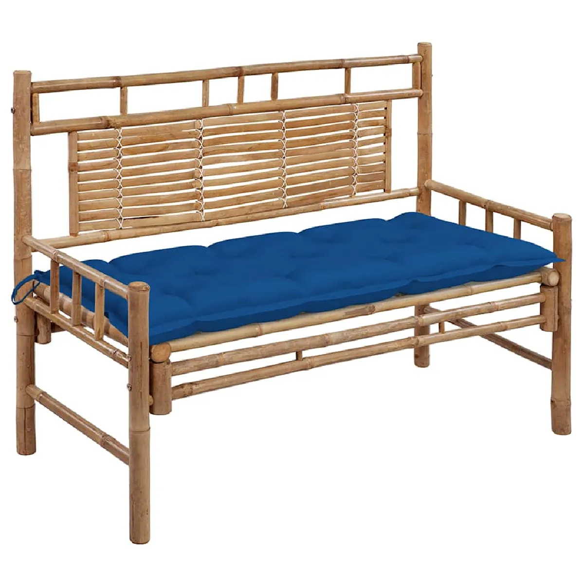 Vidaxl Bleu Banc De Jardin Avec Coussin - Bambou