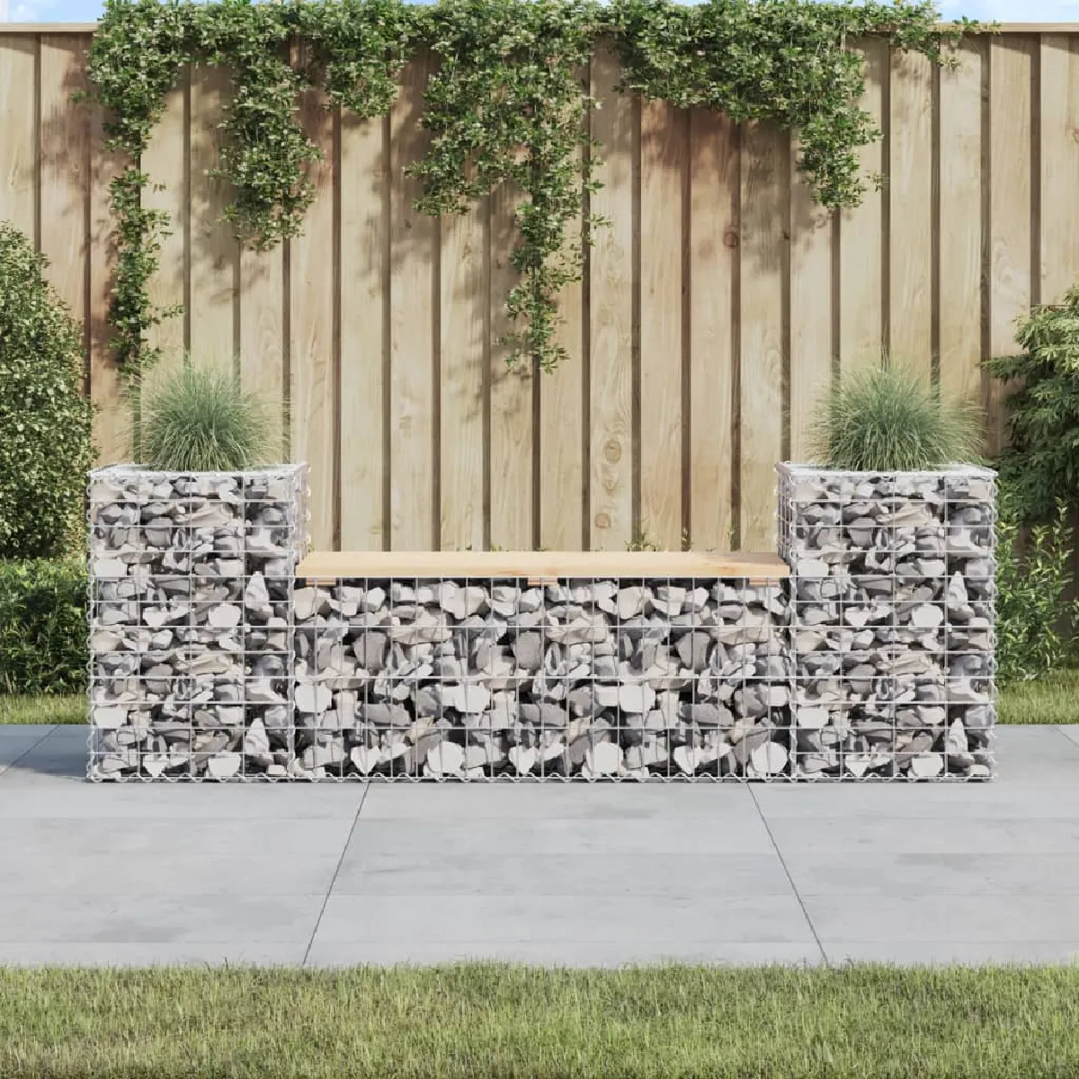 vidaXL Banc de jardin design gabion 183x41x60 5 cm bois massif de pin 834387 - vue 2
