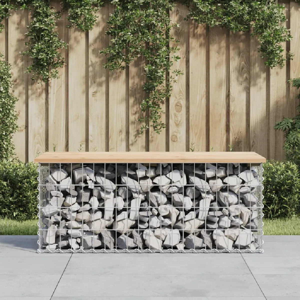 VidaXL Banc gabion bois de pin 347 cm
