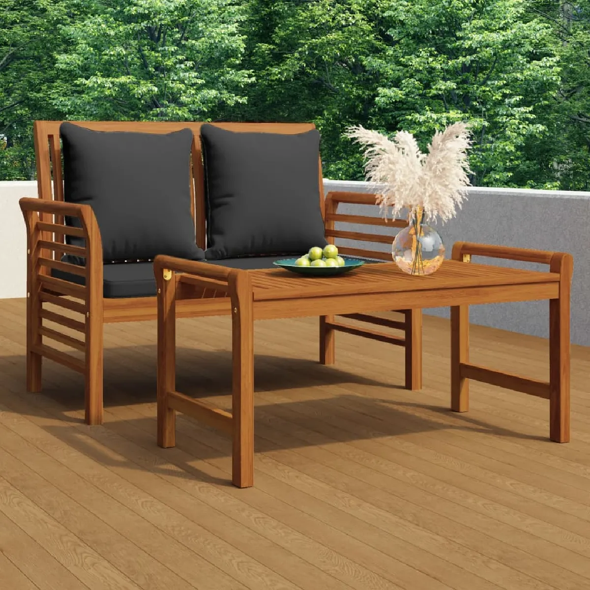 vidaXL Banc avec coussins 120 cm Bois d'acacia - vue 2