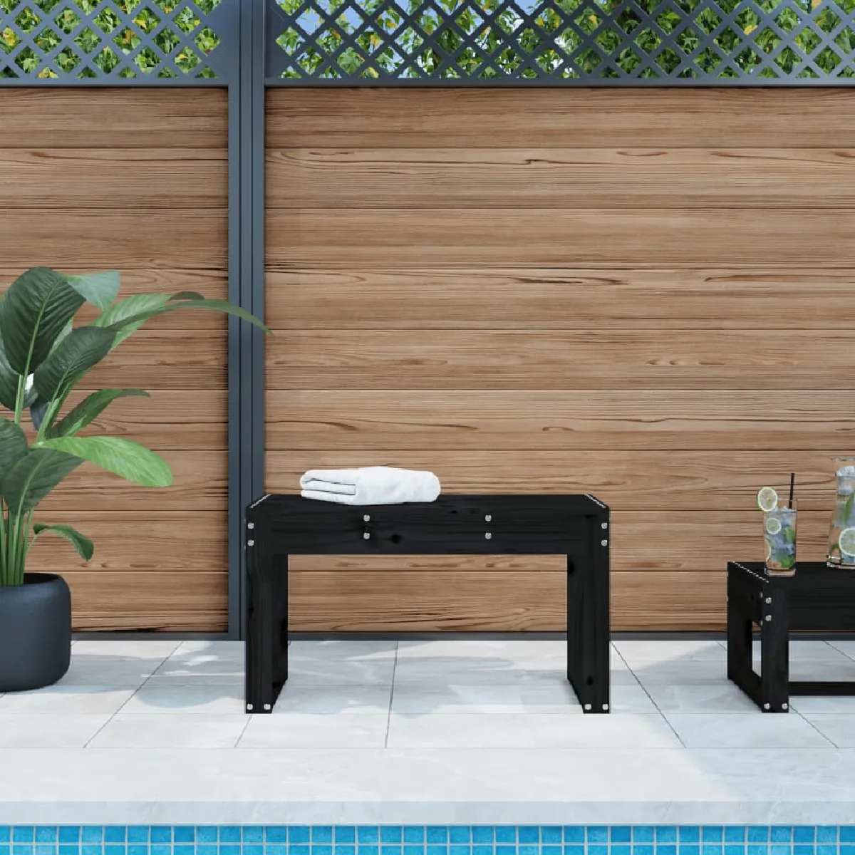 Vidaxl Banc de jardin noir 80x38x45 cm bois massif de pin 825090