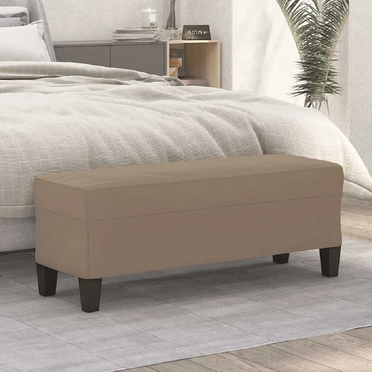 Non Communiqué Taupe Vidaxl Banc Ottoman Banquette Rembourré Banc De Lit Banc D'entrée Chambre À Coucher Salon Couloir Intérieur 100X35x41 Cm Tissu Microfibre - Image 2