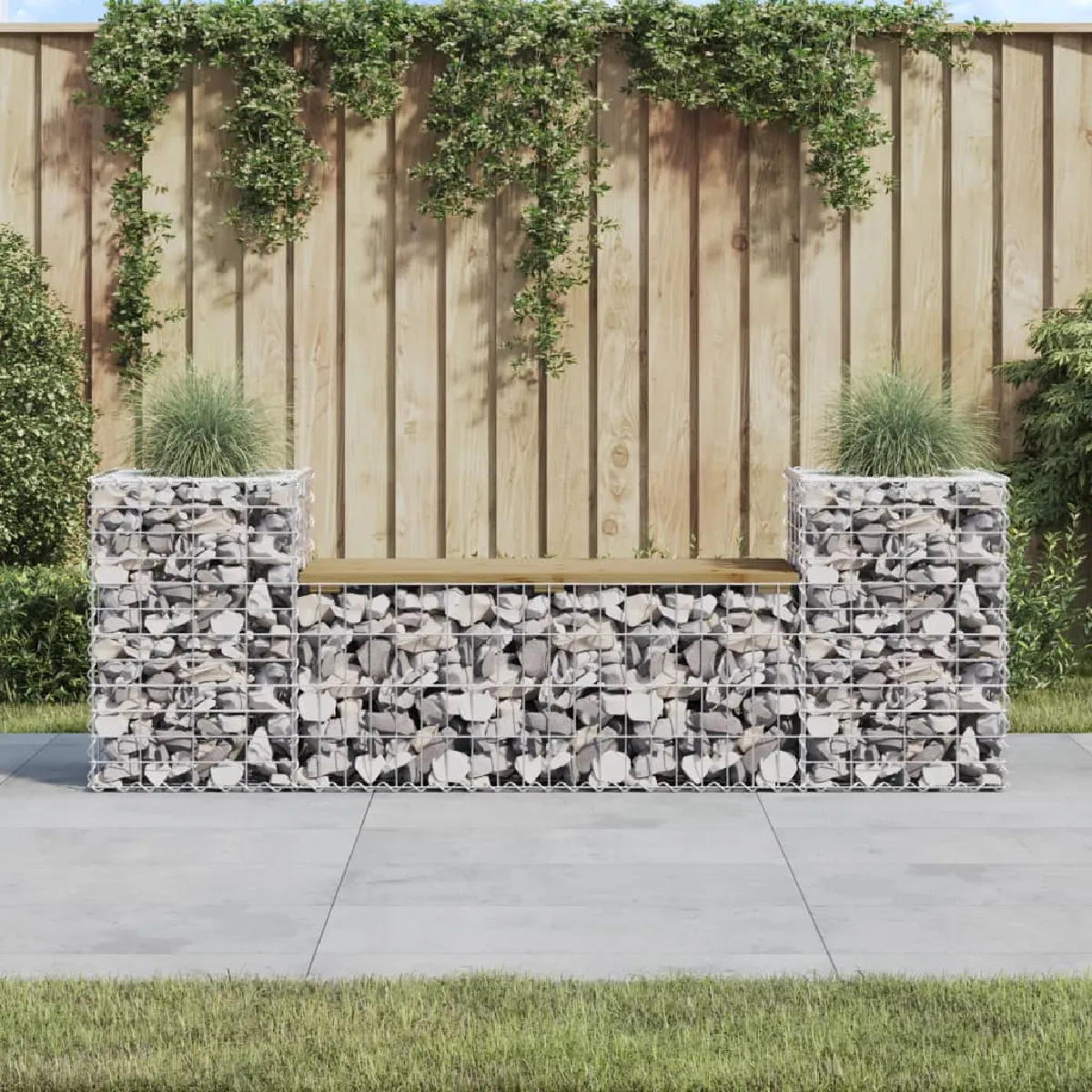 vidaXL Banc de jardin design gabion 183x41x60 5cm bois de pin imprégné 834389 - vue 2