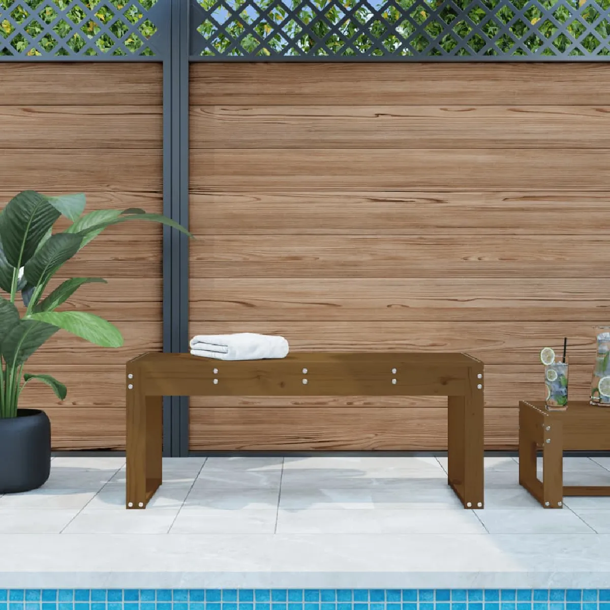 Vidaxl Banc de jardin marron miel 110x38x45 cm bois de pin massif 825096