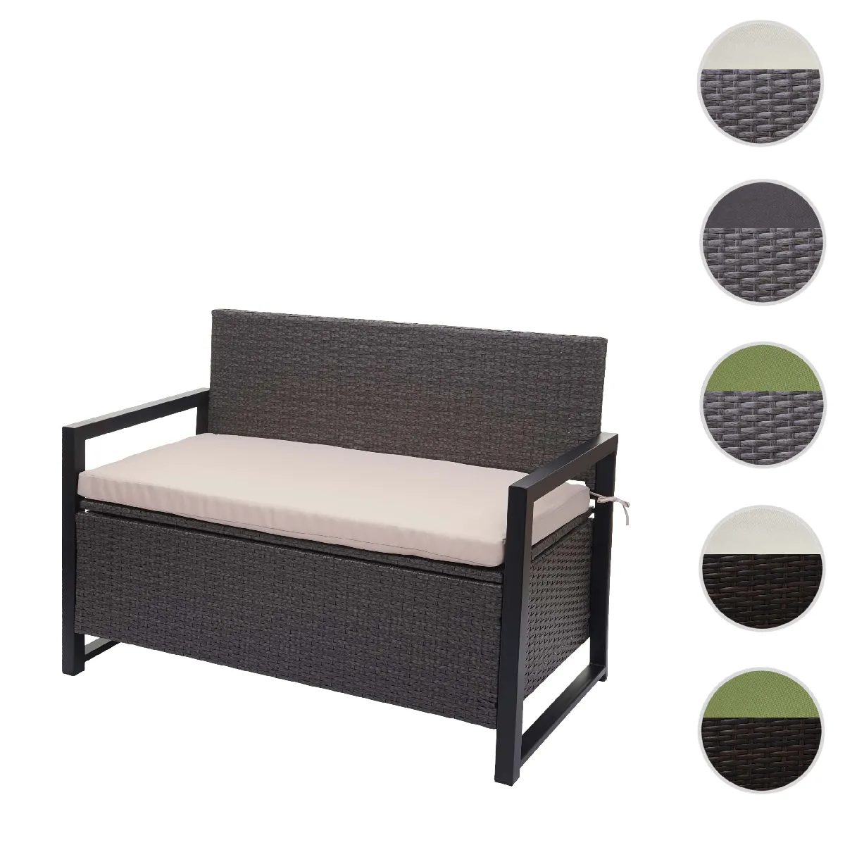 Mendler Banc de jardin 2 places coffre de rangement