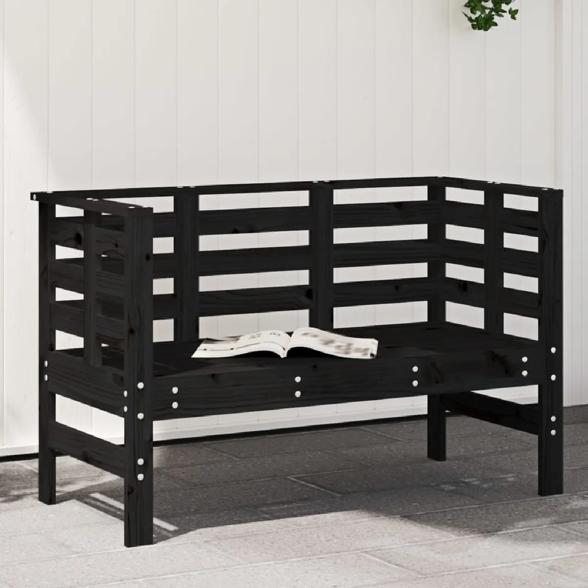 vidaXL Banc de jardin 111,5 cm - Bois de pin noir