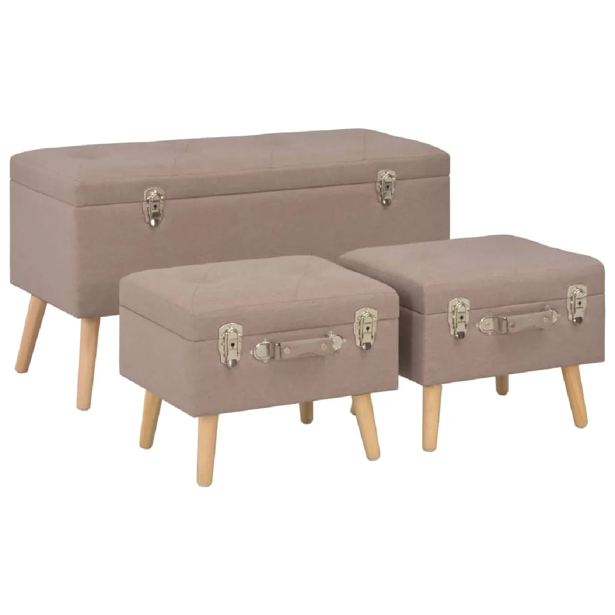 Vidaxl Marron Tabourets De Rangement Lot De 3 Tissu - Image 2