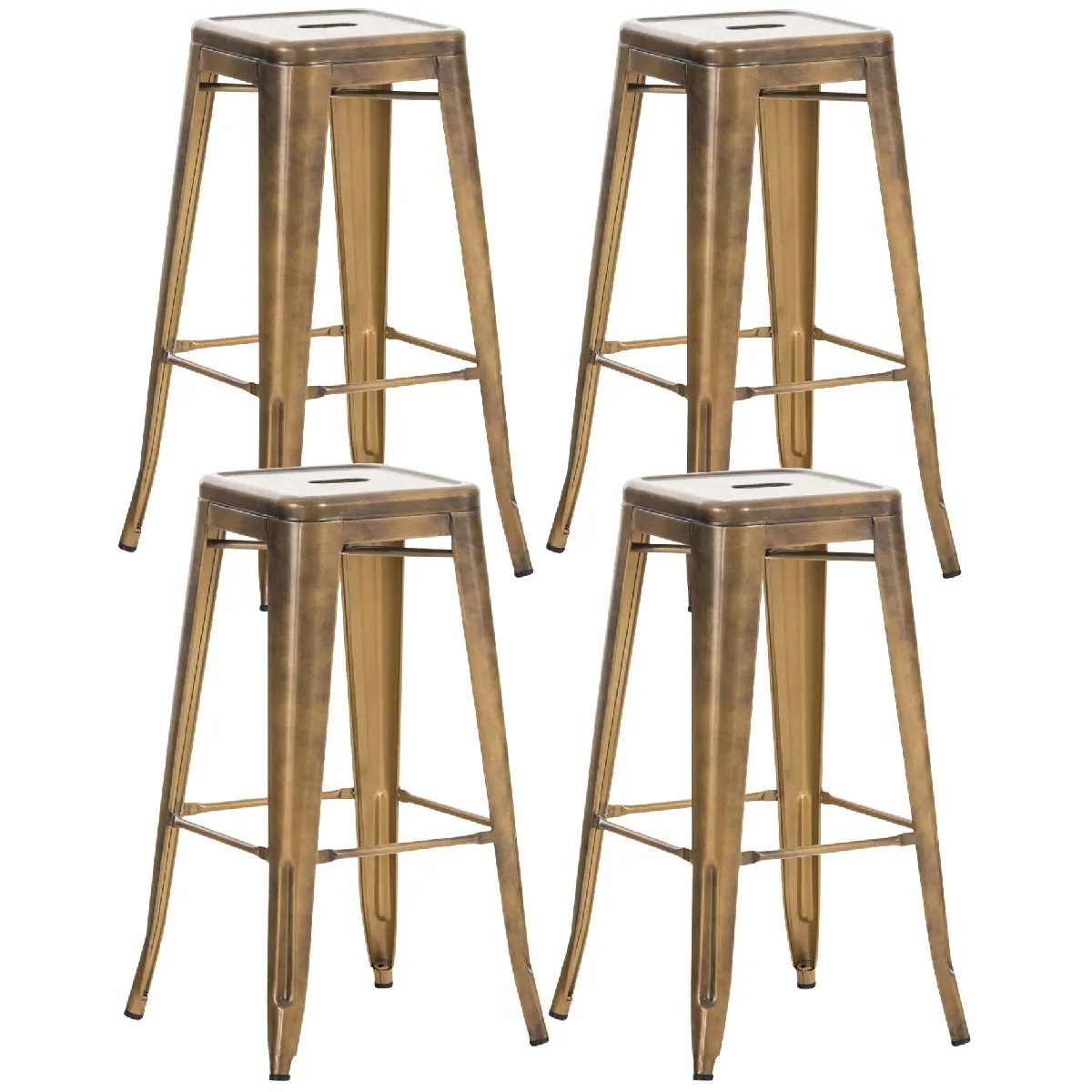 Decoshop26 Lot de 4 tabourets de bar - Or