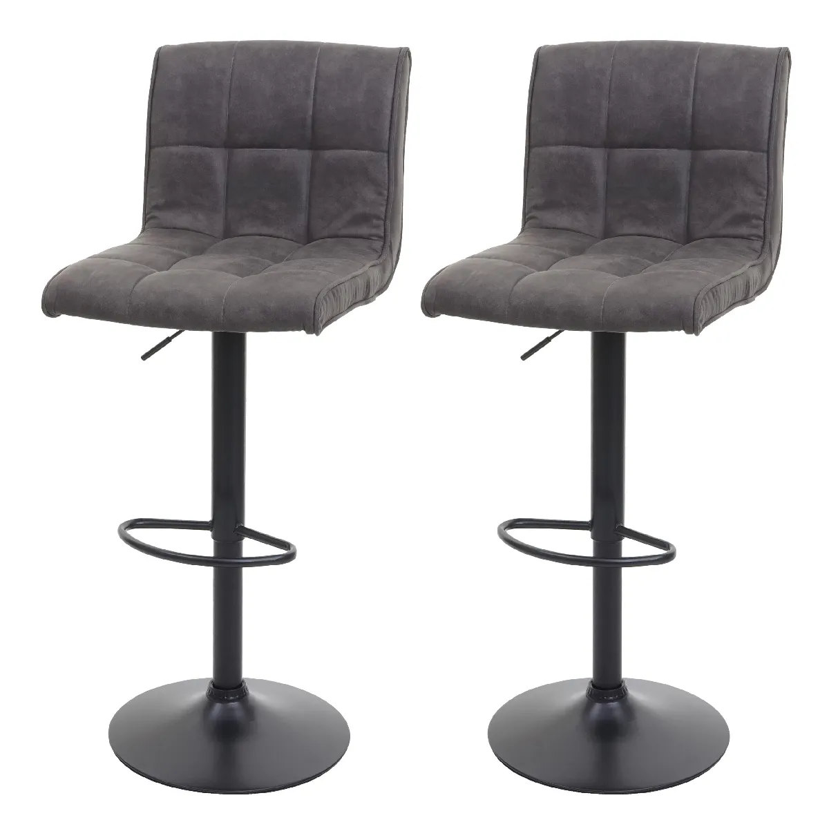 Decoshop26 Lot de 2 tabourets de bar effet daim - Gris foncé