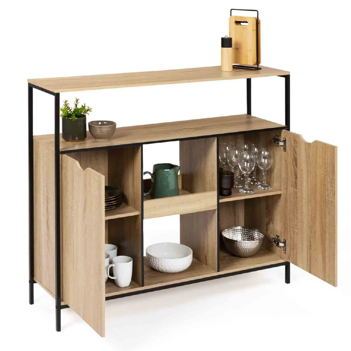 IDMarket Ensemble Table à Manger Detroit 4 Personnes + 4 Chaises – Design Industriel Loft 110 Cm Bois Et Métal Noir, Style Moderne Et Robuste