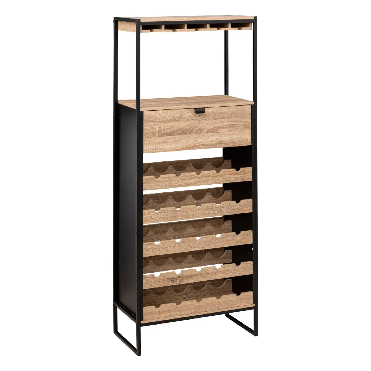 Meuble bar avec rack pour 25 bouteilles en bois ALIAJ - Noir