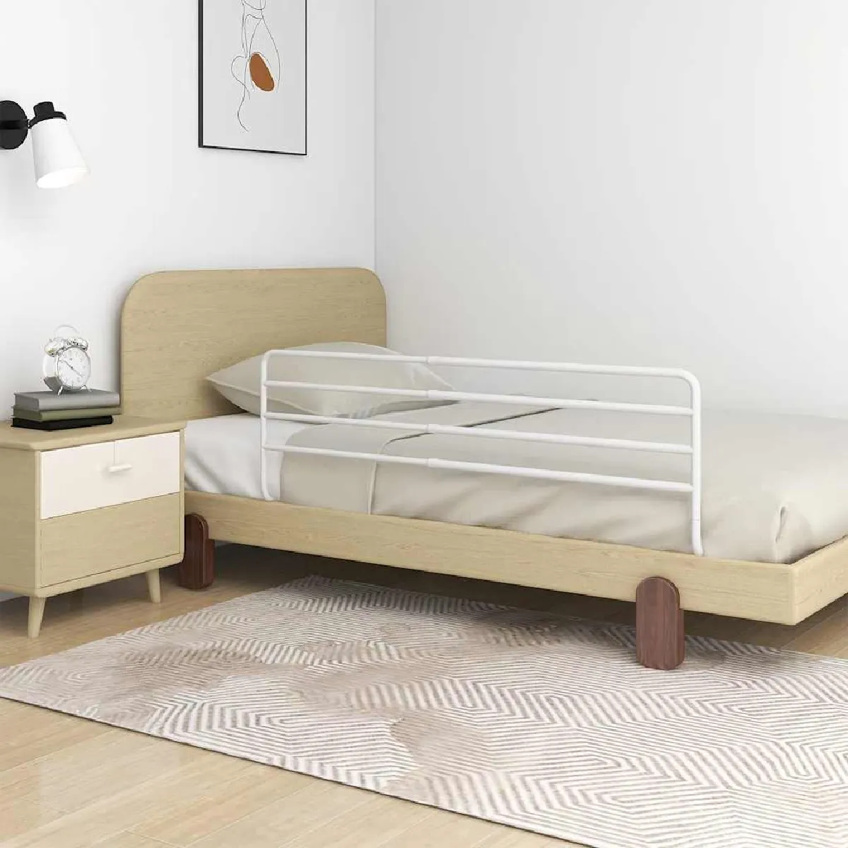 vidaXL Barrière de sécurité pour lit d'enfant 76-137 cm - Blanc