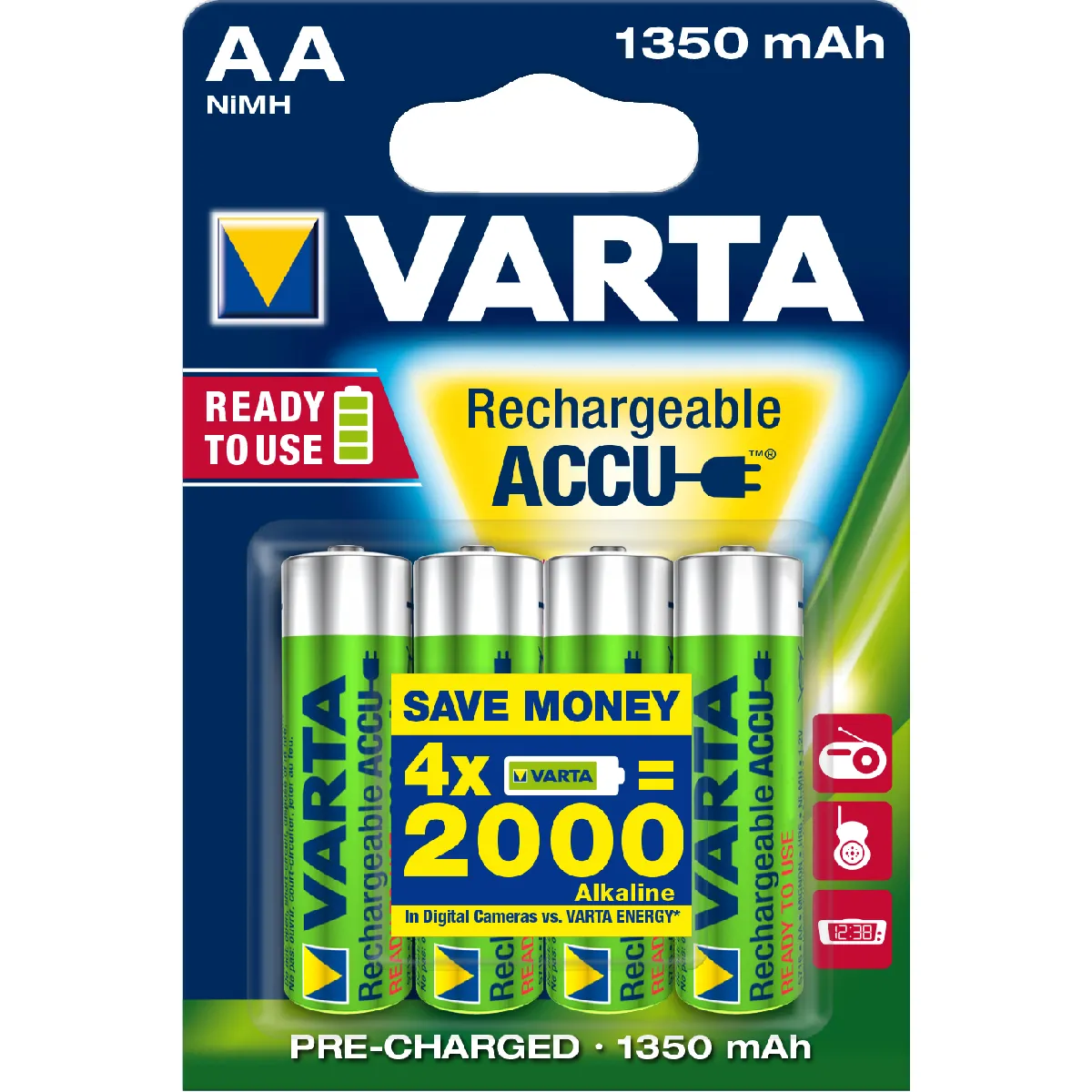 Pile rechargeable Varta AA 1350 x4 - vue 2