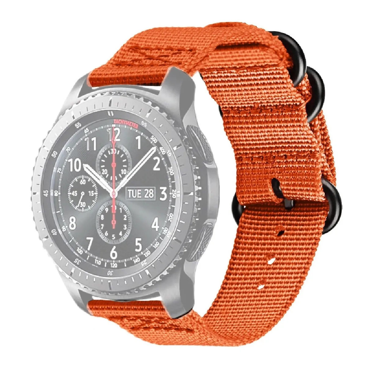 Bracelet en nylon à trois anneaux S3 - Samsung Galaxy Watch Active 18 mm - Orange