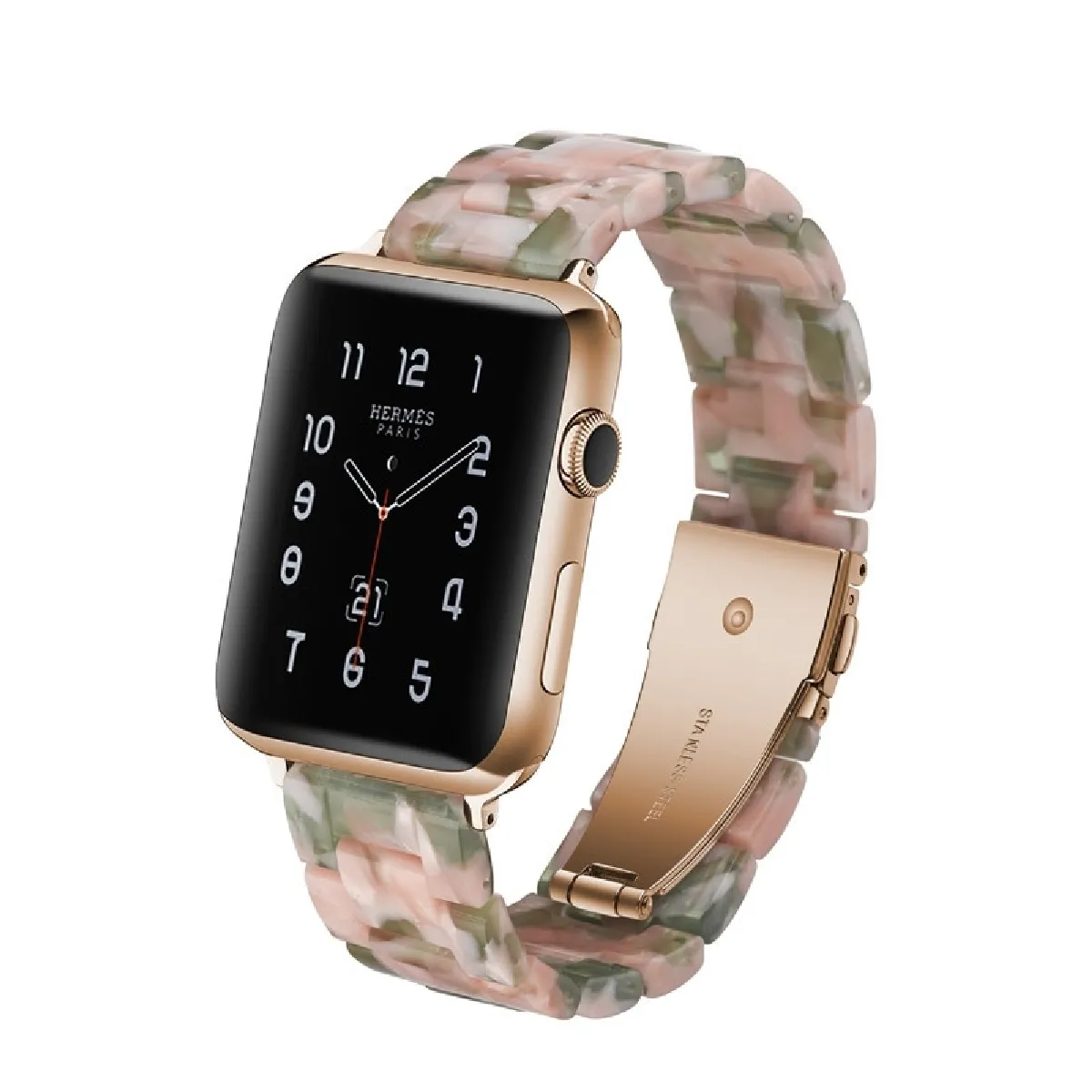 Wewoo Bracelet résine Fashion pour Apple Watch 40/38 mm - Vert Rose