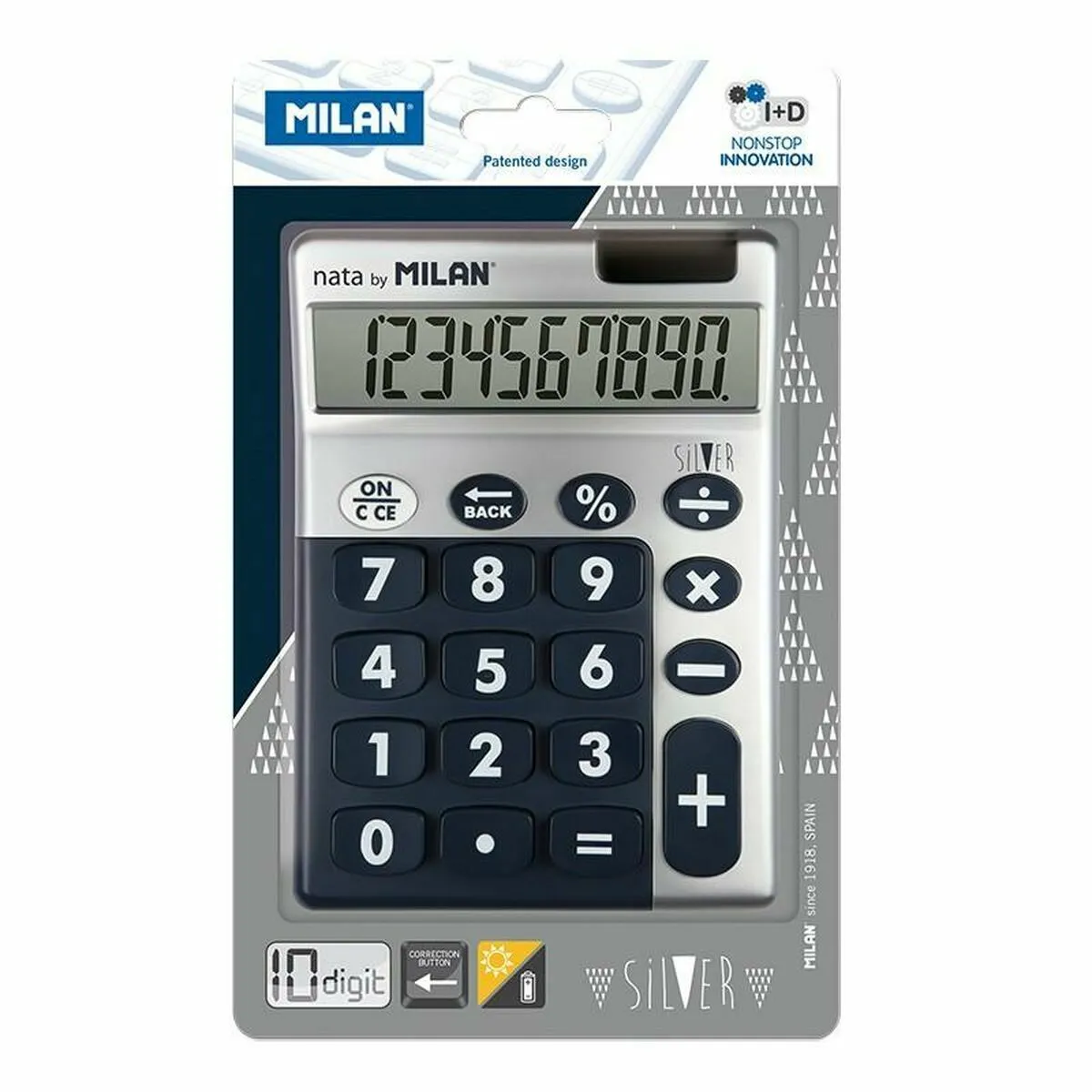 MILAN Calculatrice 10 chiffres 10x10 solaire blister