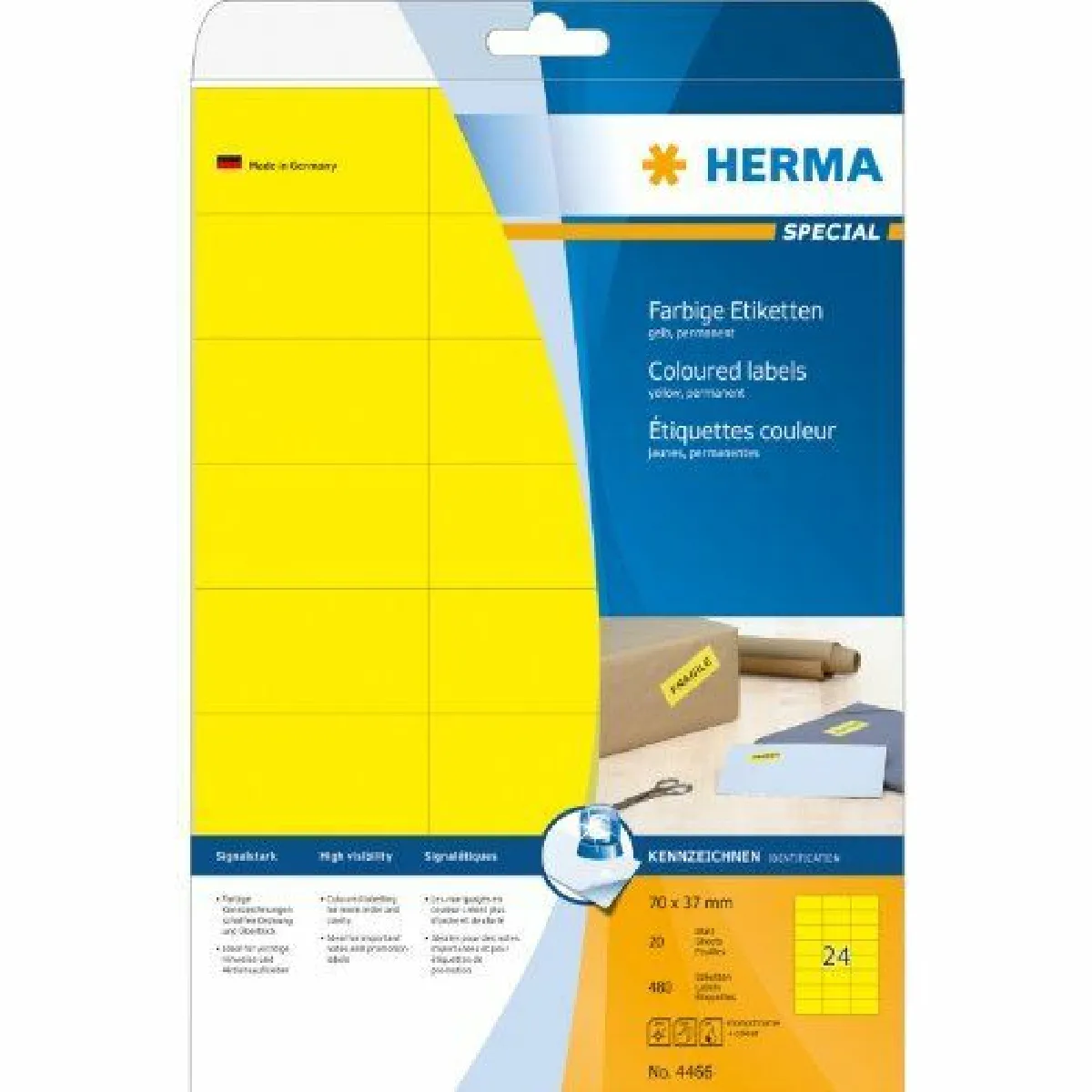 HERMA  &Eacute;tiquettes A4 480 Pi&egrave;ces Jaune