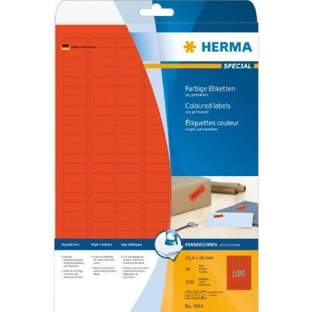HERMA  SuperPrint &Eacute;tiquettes - 25,4 x 10 mm Rouge