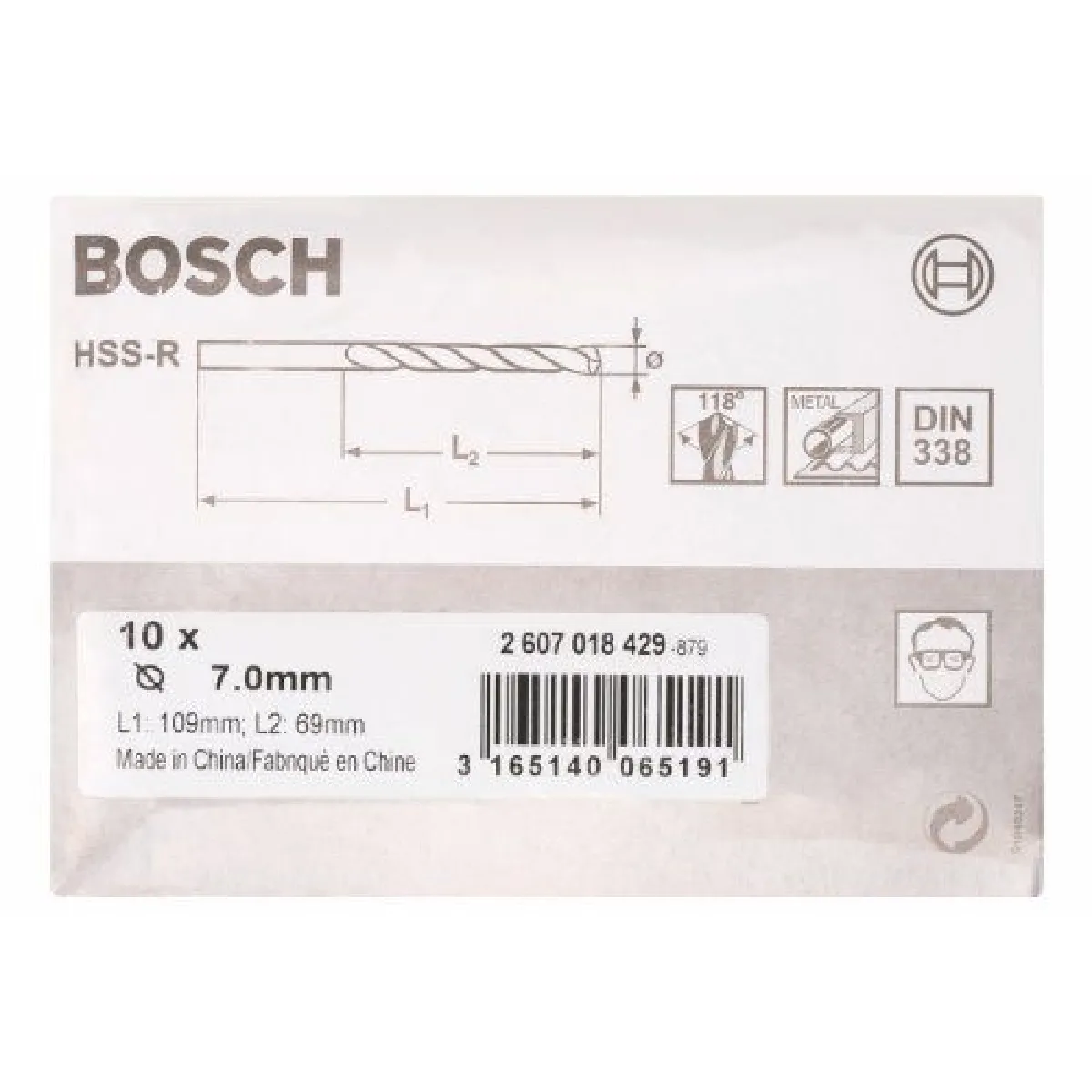 Bosch Forets à métaux HSS R Ø3 8 mm 10 pcs