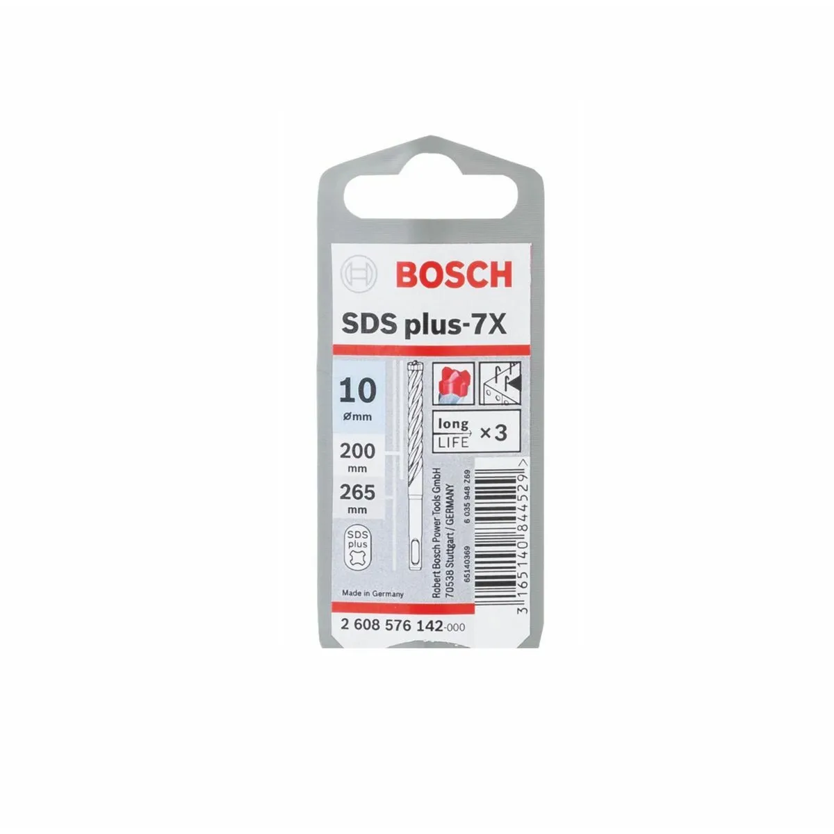 Foret À Béton Bosch SDS-Plus-7X 10 x 265 mm – Pour Béton Armé