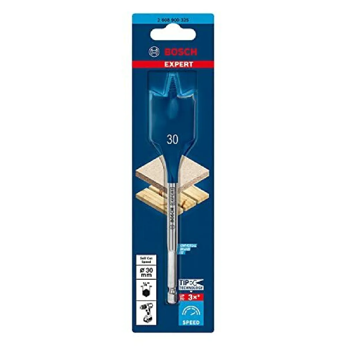 Mèche Plate Bosch 2608900325 – Expert, Ø 30 mm, Acier, Perçage Rapide